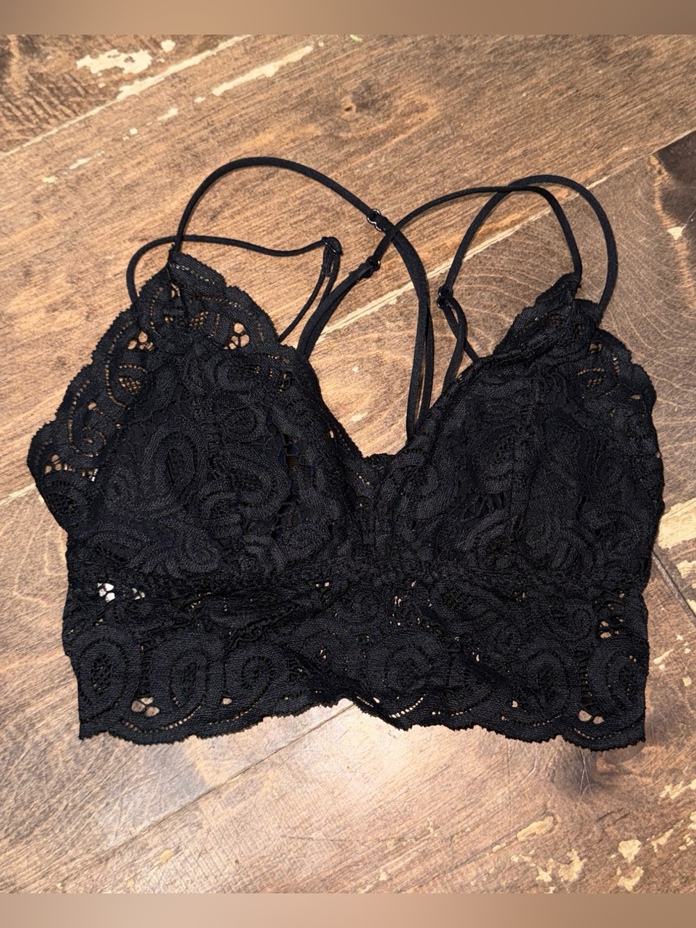 PINK Victoria's Secret Black Lace Bralette with Strappy Back